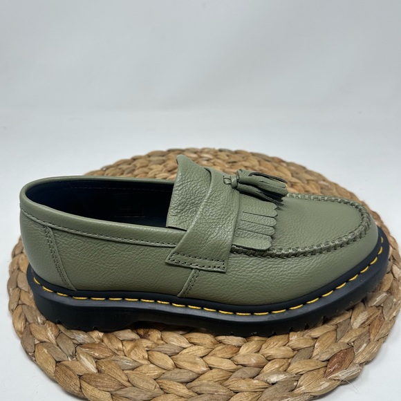 Dr. Martens Shoes - DR MARTEN Adrian Loafers Leather Tassel Khaki Green Size 9 Women's
